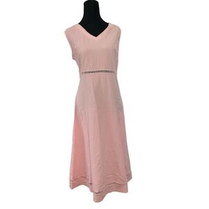 MISSlook Pink Midi Dress V Neck‎ Sleeveless Cotton Polyester XL Cut Out Detail
